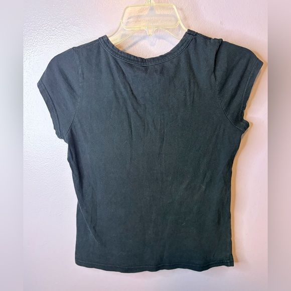 Vintage Cherry Sequin Logo Baby Tee Women’s XS Y2K Bling Graphic V-Neck Top - Picture 3 of 4